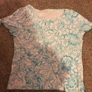 Blue and White Patterned Talbots Shirt